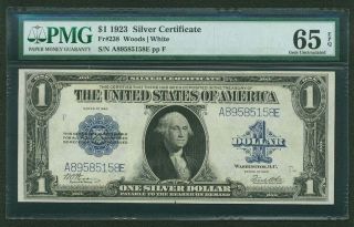 1923 $1 Silver Certificate Banknote Fr238 Gem Uncirculated Certified Pmg - Cu65epq photo