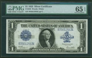 1923 $1 Silver Certificate Banknote Fr - 238 Gem Uncirculated Certified Pmg - 65 - Epq photo