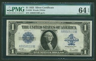 1923 $1 Silver Certificate Banknote Fr238 Choice Uncirculated Certified Pmg - 64 photo