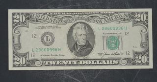 1985 $20 District L 12 San Francisco Old Style Twenty Dollar Bill Us Currency photo