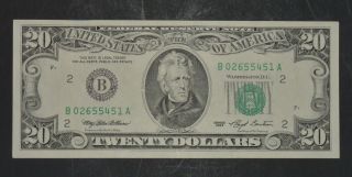 1993 $20 District B2 York Ny Old Style Twenty Dollar Bill S B02655451a photo
