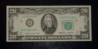 1985 $20 District B 2 York,  Ny Old Style Twenty Dollar Bill Us Currency photo