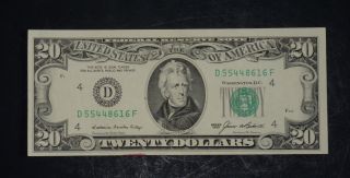 1985 $20 District D 4 Cleveland,  Oh Old Style Twenty Dollar Bill Us Currency photo