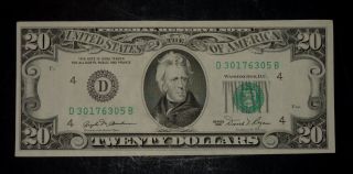 1981 $20 District D 4 Cleveland Oh Old Style Twenty Dollar Bill S 30176305b photo