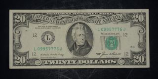 1985 $20 District L 12 San Francisco Old Style Twenty Dollar Bill Us Currency photo