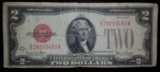 1928 G $2 Dollar Bill,  Two Dollar Bill,  Red Seal,  Legal Tender photo