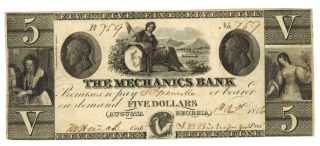 $5 1856 The Mechanics Bank Augusta Georgia Obsolete More Currency 4 Ex photo