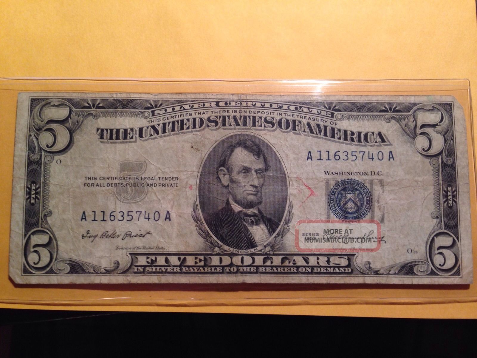 1953 1953 A $5 Silver Certificate