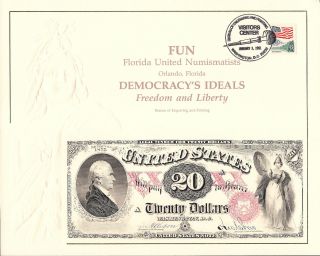 B145,  $20.  00 1875 Legal Tender,  Obverse,  Bep Souvenir Card photo