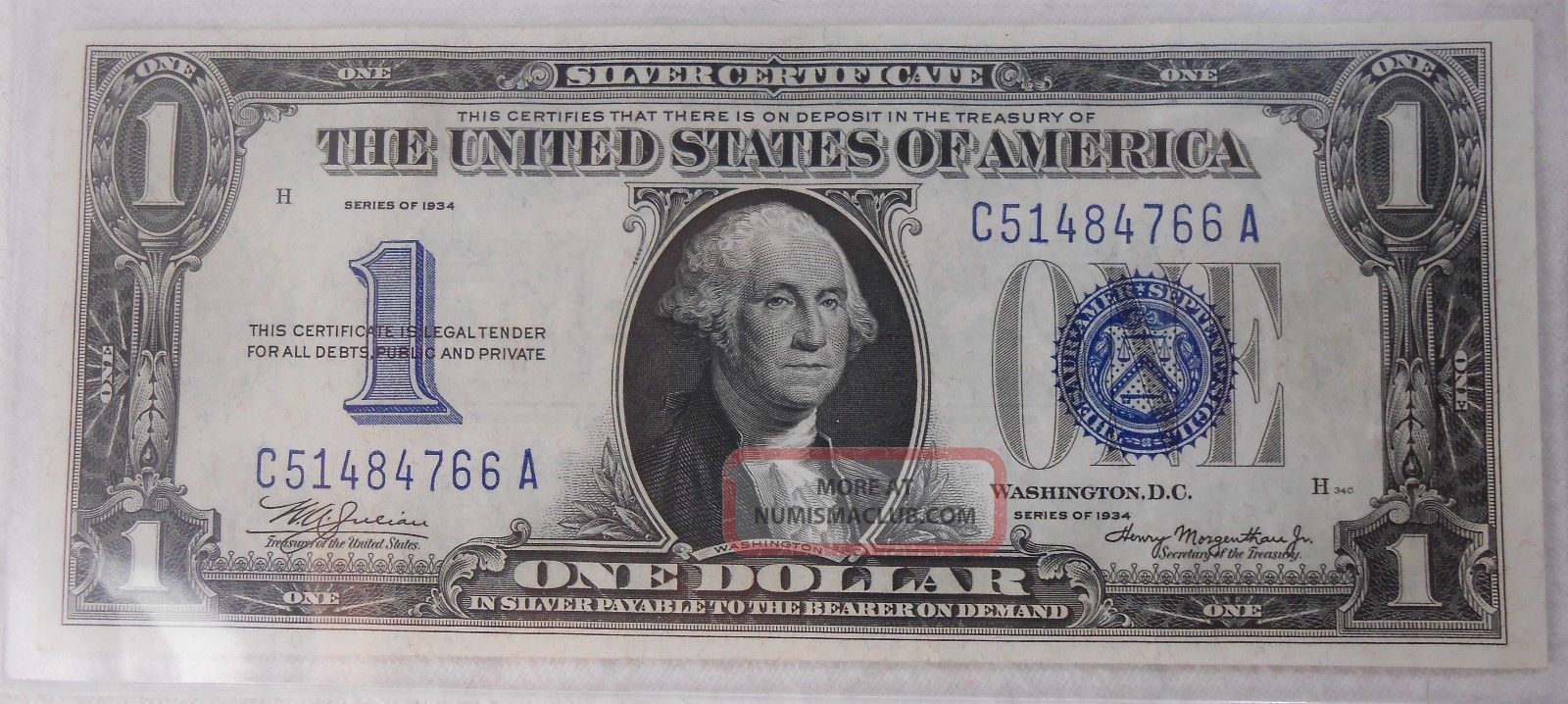 1934 $1 Silver Certificate Fancy Back Uncirculated Fr2674 Error Note Small Size Notes photo