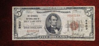 $5 1929 The Continental National Bank Salt Lake City Utah photo