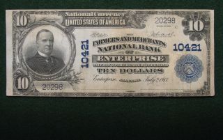 1902 Farmers & Merchants National Bank Enterprise Al $10 National Note; Ch 10421 photo