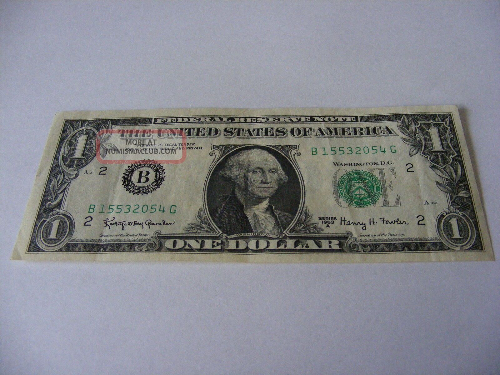 1963 A $1 (kennedy Dollar) Uncirculated Federal Reserve Note B 15532054 G Small Size Notes photo