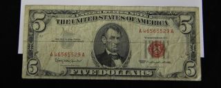 1963 $5 United States Red Seal Note photo