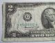 1976 G Two Dollar Bill,  $2 Chicago Green Seal,  Cut Slightly Off Center Small Size Notes photo 2