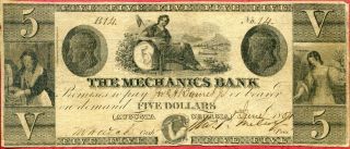United States (usa) 5 Dollars 1854 F - Canceled  The Mechanics Bank - Georgia photo