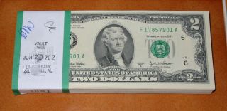 20 - Uncirculated $2 Dollar Bill,  Crisp, , ,  Sequential Order Bills photo