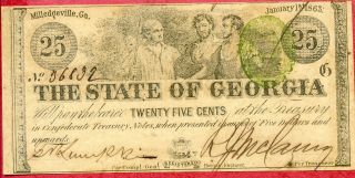 United States (usa) 25 Cents 1863 Ef P - S861  State Of Georgia photo