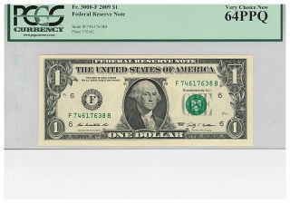 2009 Federal Reserve Note Fr.  3000 - F Pcgs 64 Ppq photo