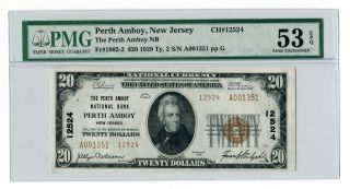 (perth Amboy) $20 The Perth Amboy Nb Perth Amboy Nj National Currency Ch 12524 photo