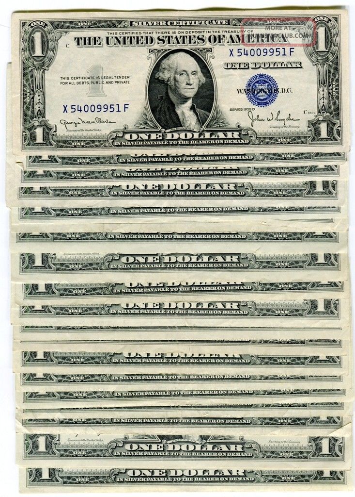 1935 (4) 1957 (19) $1 Silver Certificates Xf/au Problem Notes