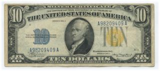 1934a $10 Silver Certificate - North Africa Yellow Seal Fr 2308 | Crisp Xf photo