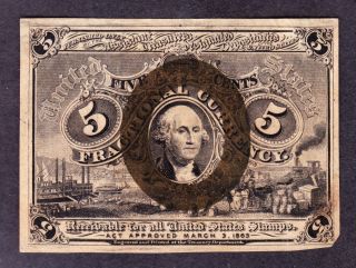 Us 5c Fractional Currency Note Fr1233 Xf - Au photo