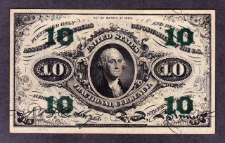 Us 10c Fractional Currency Note Fr1255 V Ch Cu photo