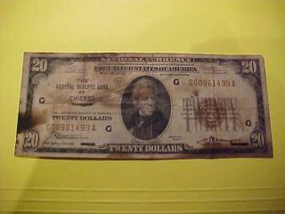 Series 1929 $20.  00 National Currency Brown Seal Chicago Ill. photo