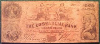 1864 Commercial Bank Of Glen ' S Falls Two - Dollar Note - York photo