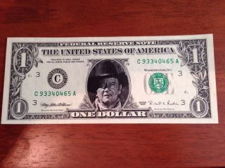 John Wayne Real $1 Bill - Novelty Fan Collectible photo