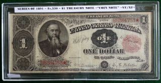 1891 $1 Treasury Note Fr.  350 Treasury Note Desirable Stanton Note photo