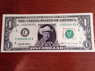 Roy Rogers Real $1 Bill - Novelty Fan Collectible photo