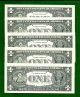 5 1977 Consecutive & Uncirculated Federal Reserve One Dollar 