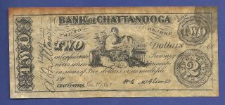 Bank Of Chattanooga 2 Dollar Bill Note Reproduction Civil War Era photo