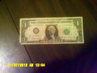 Circulated 1963b One Dollar Federal Reserve Note Serial B73202882g York photo
