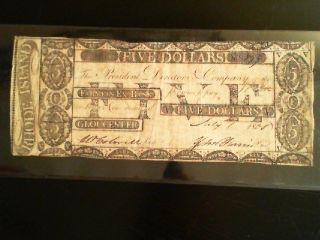 Unc Dated Signed 1800 Rhode Island $5 Bank Note photo