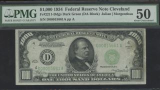 $1000 1934 Cleveland Pmg Au50 Money D00015661a photo
