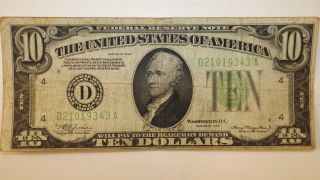 Series Of 1934 $10 Cleveland D Federal Reserve Note photo