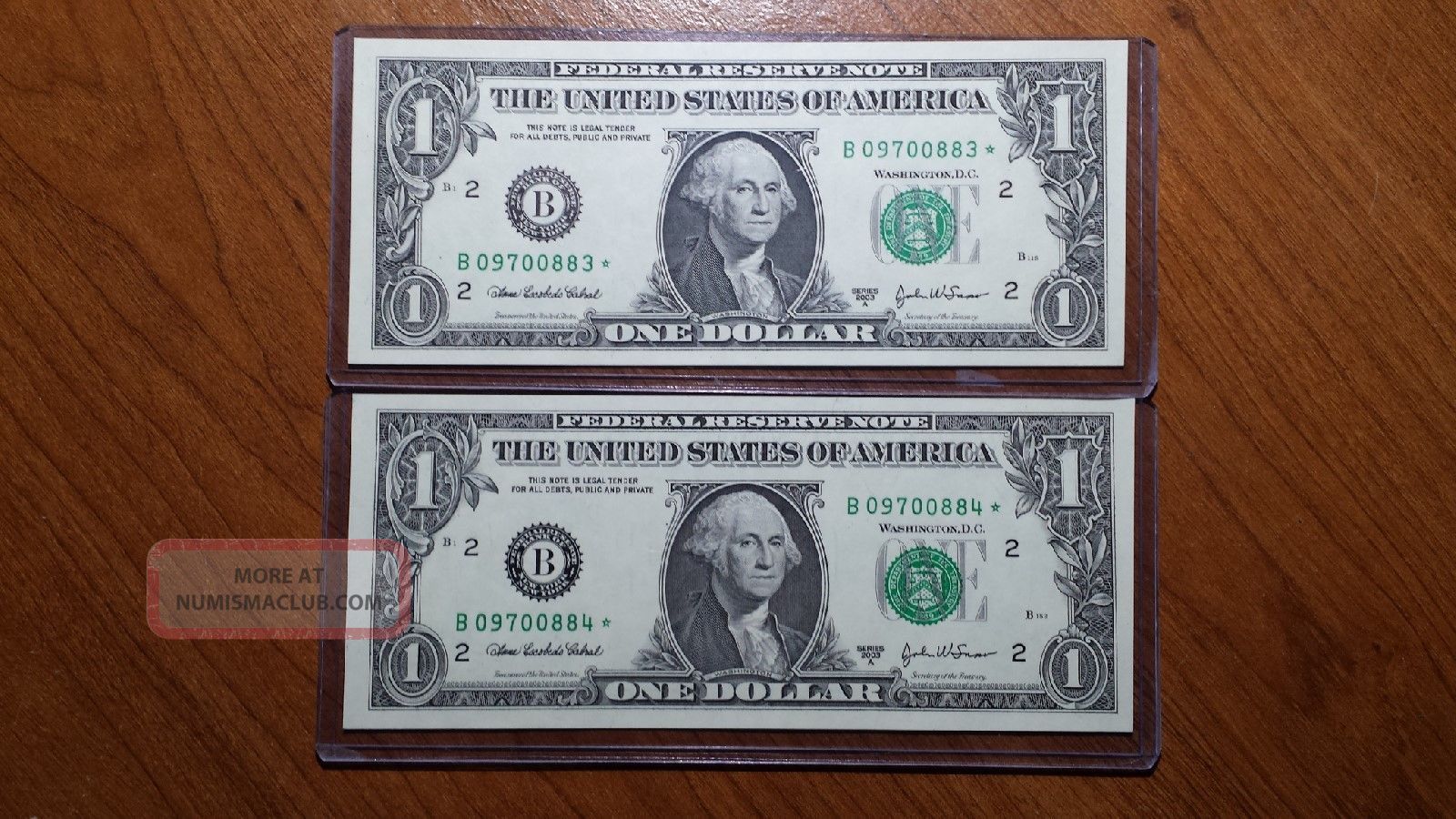 2 Consecutive 2003a One Dollar Star Notes York Dist.  Uncirculated Notes Small Size Notes photo