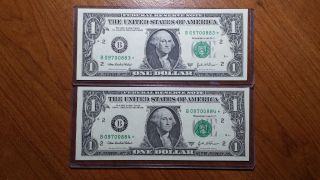 2 Consecutive 2003a One Dollar Star Notes York Dist.  Uncirculated Notes photo