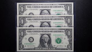 3 Consecutive 2003a One Dollar Star Notes Philadelphia Dist.  Uncirculated Notes photo