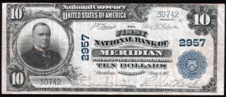 1902 First National Bank Of Meridian Mississippi $10.  00 Note. photo