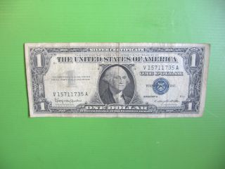 Vintage 1957 Silver Certificate $1 Dollar Bill Blue Seal Note photo