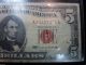 2) 1963 Five ($5.  00) Dollar United States A Series Red Seal Note Small Size Notes photo 2