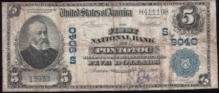 1902 First National Bank Of Pontotoc Mississippi $5.  00 Note. photo