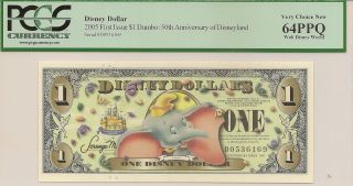 2005 1st Issue No Barcode $1 Dumbo Disney Dollar Pcgs 64ppq D Series Disney Wrld photo