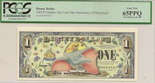 2005 1st Issue W\barcode $1 Dumbo Disney Dollar Pcgs 65ppq D Series Disney Wrld photo