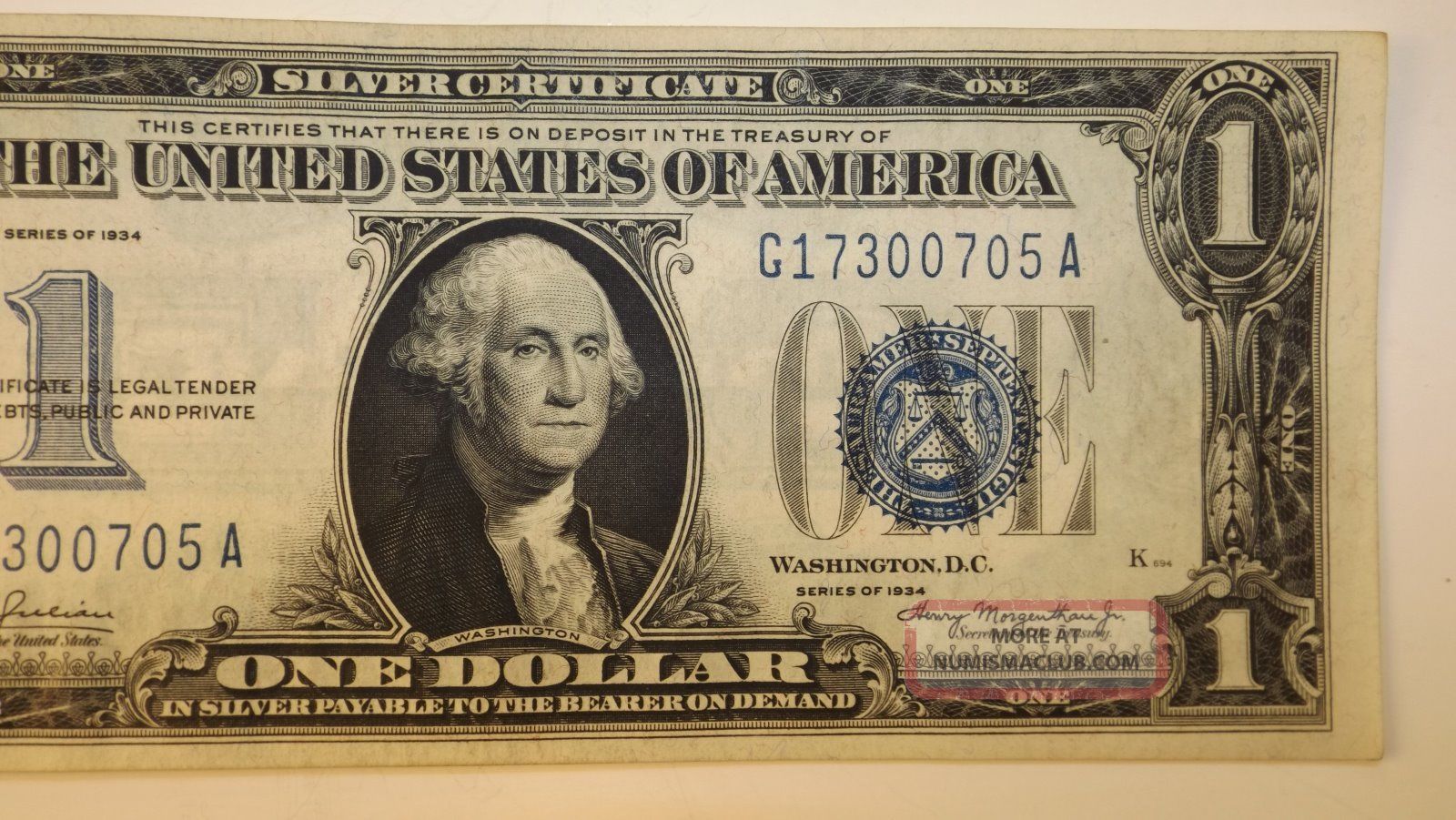Series Of 1934 $1 Blue Seal Silver Certificate