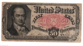 1875 Series Of Fifty Cents Fractional Currency Bill photo